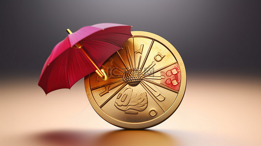 伞图标 3d 奖牌硬币