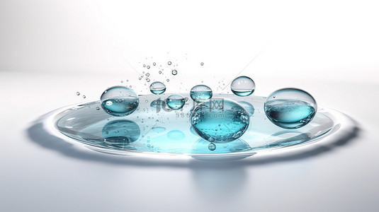 水泡背景背景图片_白色背景上带有隐形眼镜的水泡的 3d 渲染