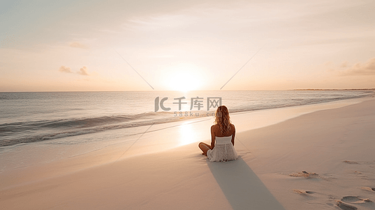 海边的海星背景图片_日出海边沙滩早晨瑜珈运动锻炼风景