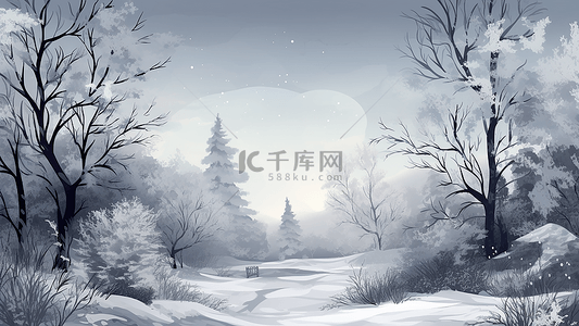 冬天积雪插画背景