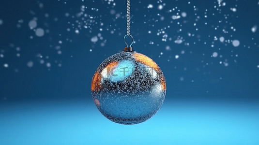 蓝色背景与圣诞球的 3d 渲染