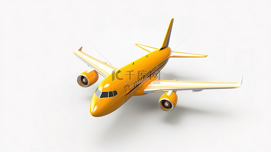 白色背景上象征航空运输的简单飞机表情符号的 3D 渲染