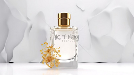 用于产品展示的化妆品香水瓶的白色背景 3D 渲染