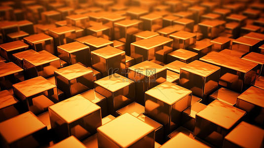 橙色金属背景图片_生锈的橙色金属立方体的 3D 渲染创建抽象背景
