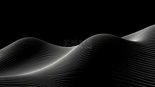 河流曲线背景图片_3D 插图动画河流像简单的黑色背景上的波纹