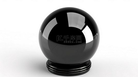 3D 渲染白色背景，具有具有多种预测的黑色魔法球