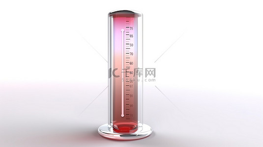 1 3D 渲染抽象温度计，白色背景上有天气玻璃设计