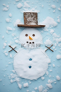 雪地背景图片_雪地里的彩色雪人