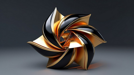 用于节日装饰的黑色和金色星星的 3D 抽象渲染