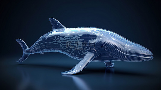 蓝鲸在 3d 渲染对象中的插图