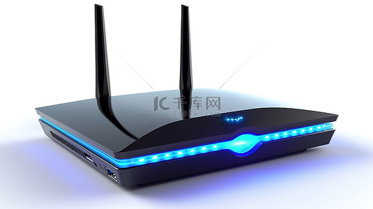 wifi背景图片_带有发光蓝色信号箭头的白色背景现代 wifi 路由器的 3d 渲染