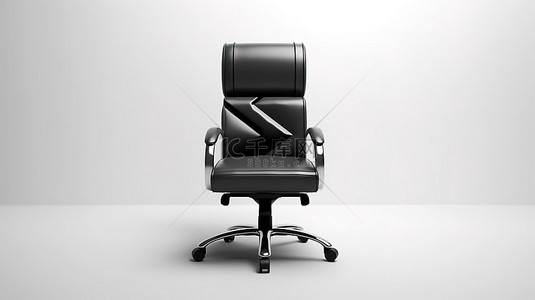 就业背景图片_白色背景的 3D 渲染，带有箭头路线空置标志和黑色皮革老板办公椅