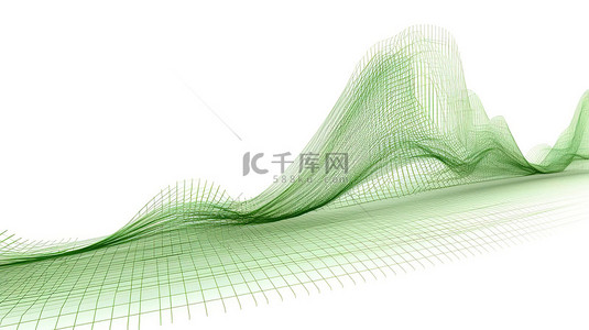 绿色折线图的白色背景 3d 渲染