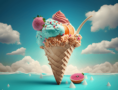 水果卡通男孩背景图片_夏天水果味冰淇淋背景