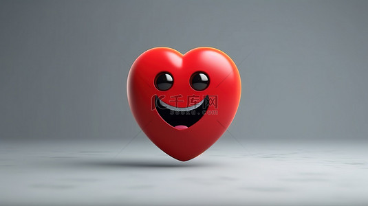 3d 渲染的 emoji 表情图释显示红心形状