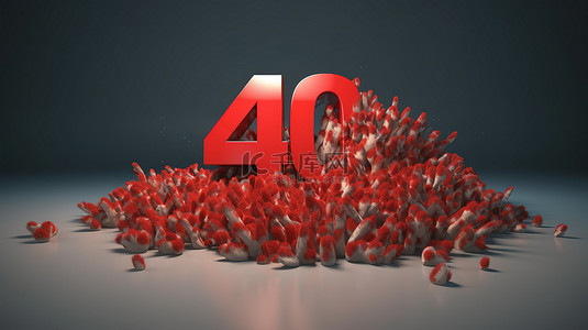 40 000 YouTube 关注者艺术品的 3D 渲染