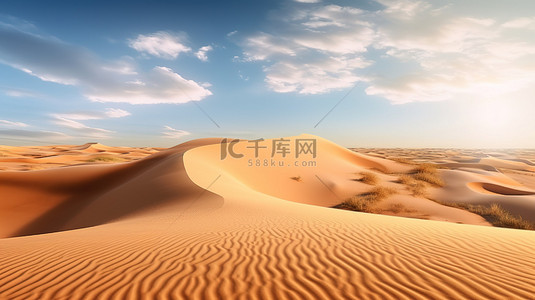 海洋背景图片_巨大的沙丘令人惊叹的沙漠或海滩全景，具有 3D 渲染纹理沙背景