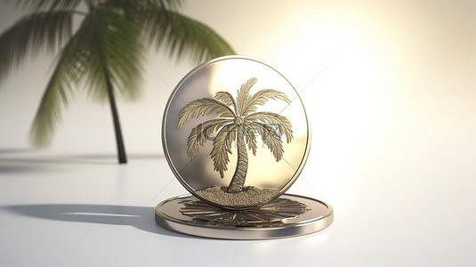 中奖背景图片_棕榈树浮雕 3D 奖牌硬币
