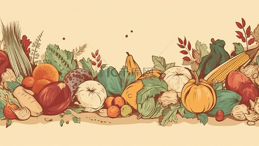 蔬菜水果卡通背景图片_蔬菜水果插画背景