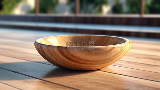 空心木碗的 3d 插图