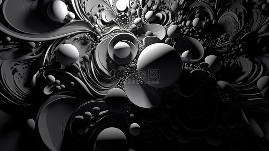 几何图案黑白背景图片_以黑白渲染 3D 抽象背景