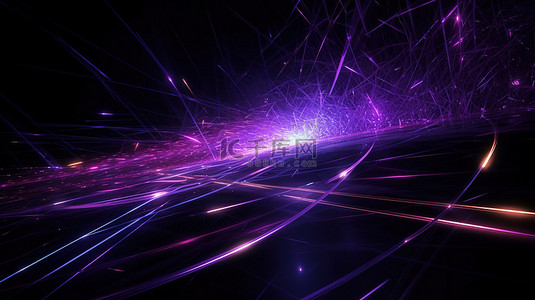 令人惊叹的 3d 渲染中的紫外线宇宙网络发光线和网络速度