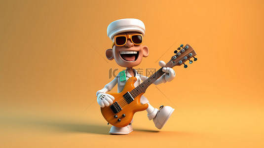 演奏背景图片_充满活力的医生在 3D 吉他上即兴演奏