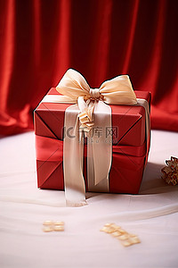 腰带背景图片_腰带上的一个大红色礼品盒
