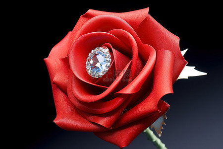 施华洛世奇项链背景图片_红玫瑰配蓝色珍珠和施华洛世奇水晶