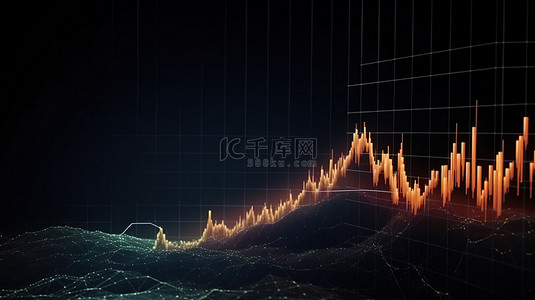 Stellar Crypto 的上升韩国市场网站内容的 3D 渲染图表