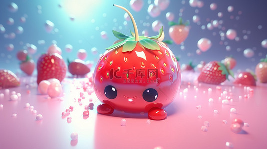 卡哇伊草莓宇宙3D渲染