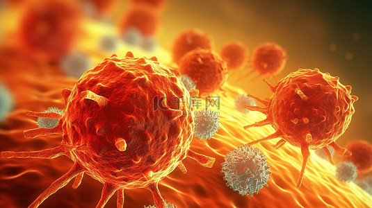 谢谢参与背景图片_T 细胞参与对抗癌细胞的 3D 插图