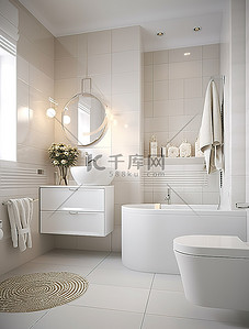 漂亮的白色瓷砖浴室