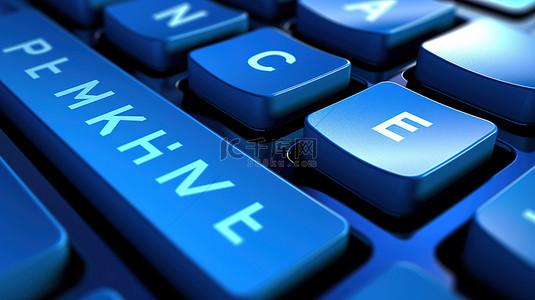 英语学习背景图片_使用蓝色翻译键关闭白色键盘的 3D 渲染
