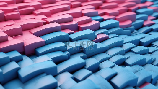 粉红色砖墙背景图片_粉红色和蓝色砖纹理背景的 3d 渲染