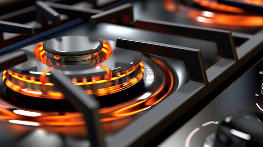 3D 渲染中燃气灶的燃烧特征