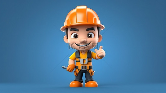 工业背景图片_异想天开的建筑工人卡通 3d 插图
