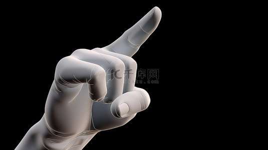 用食指向上指的手的 3d 渲染