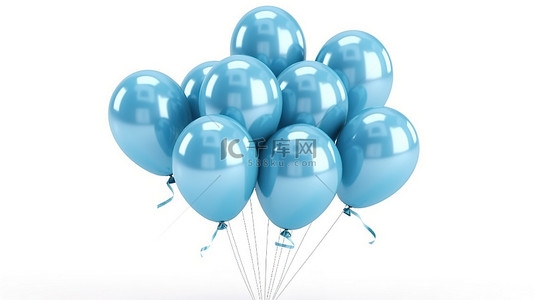 豪氣背景图片_用白色背景上的 3D 渲染蓝色气球进行庆祝，非常适合活动卡
