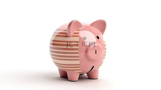 储蓄背景图片_为储蓄而设计的单个孤立存钱罐猪的 3D 渲染