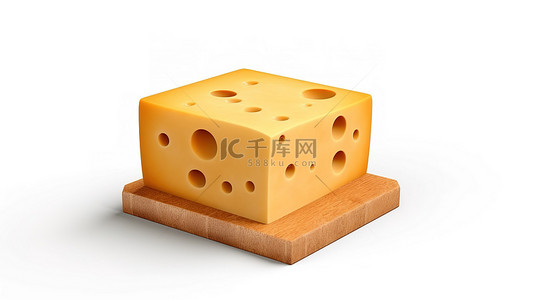 3d 渲染的孤立奶酪或切达干酪对象