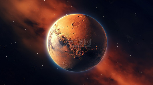 外太空火星的三维插图