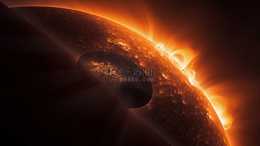 令人难以置信的日食，令人惊叹的细节 3D 渲染