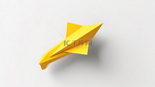 白色背景上纸飞机飞行图标的最小卡通风格 3D 插图
