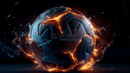 世界杯背景图片_电流火焰特效足球特写广告背景
