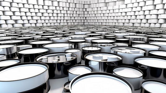 石油能源背景图片_世界能源业务白色背景下大量油罐的 3D 渲染