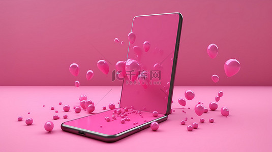 喜欢在粉红色背景下用 3d 智能手机聊天