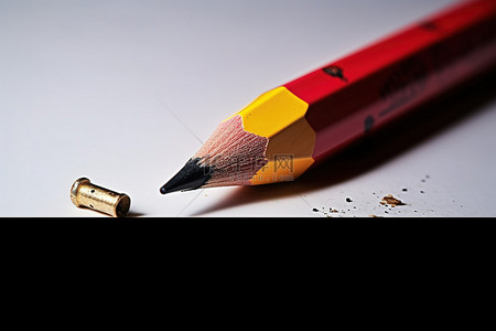 一支黄色笔尖的铅笔只有一侧有红色笔尖