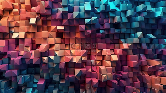 创意艺术字设计背景图片_迷人的几何马赛克背景的 3D 渲染