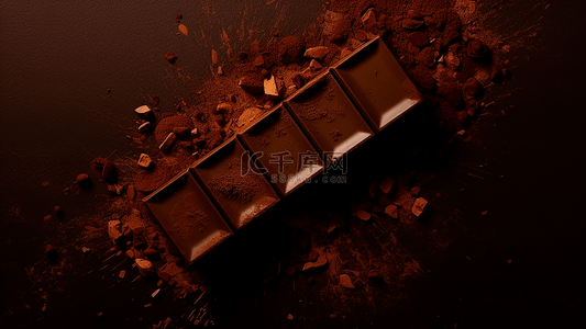 巧克力碎背景图片_巧克力块粉末飞溅商业背景